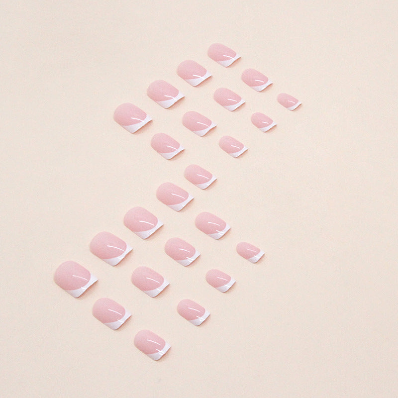 Short square nails French style press on & minimal design Trending style for any occasions - 24 pcs & 1 glue