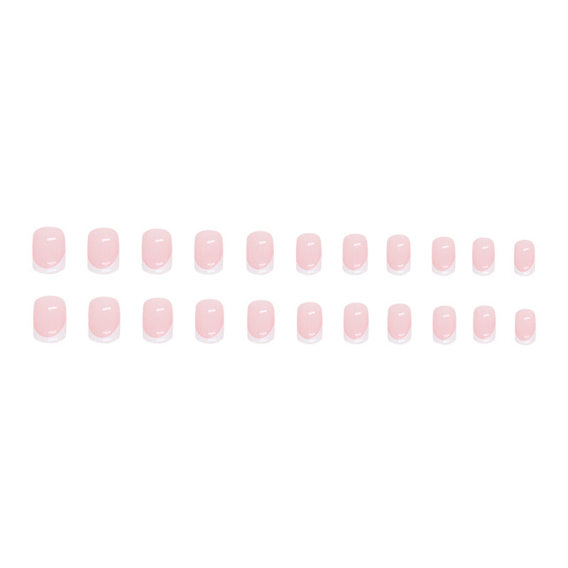 Short square nails French style press on & minimal design Trending style for any occasions - 24 pcs & 1 glue