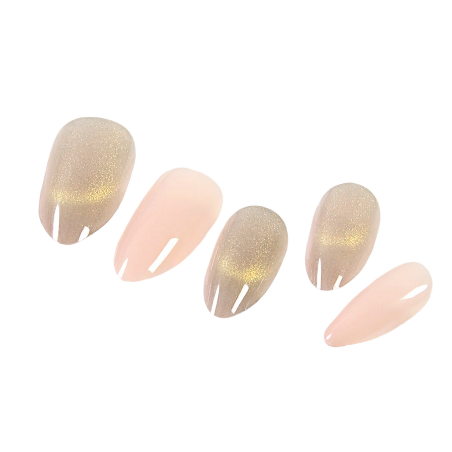Ongles portables œil de chat français, morceaux d'ongles finis, 24 pièces, ongles en amande - Rose