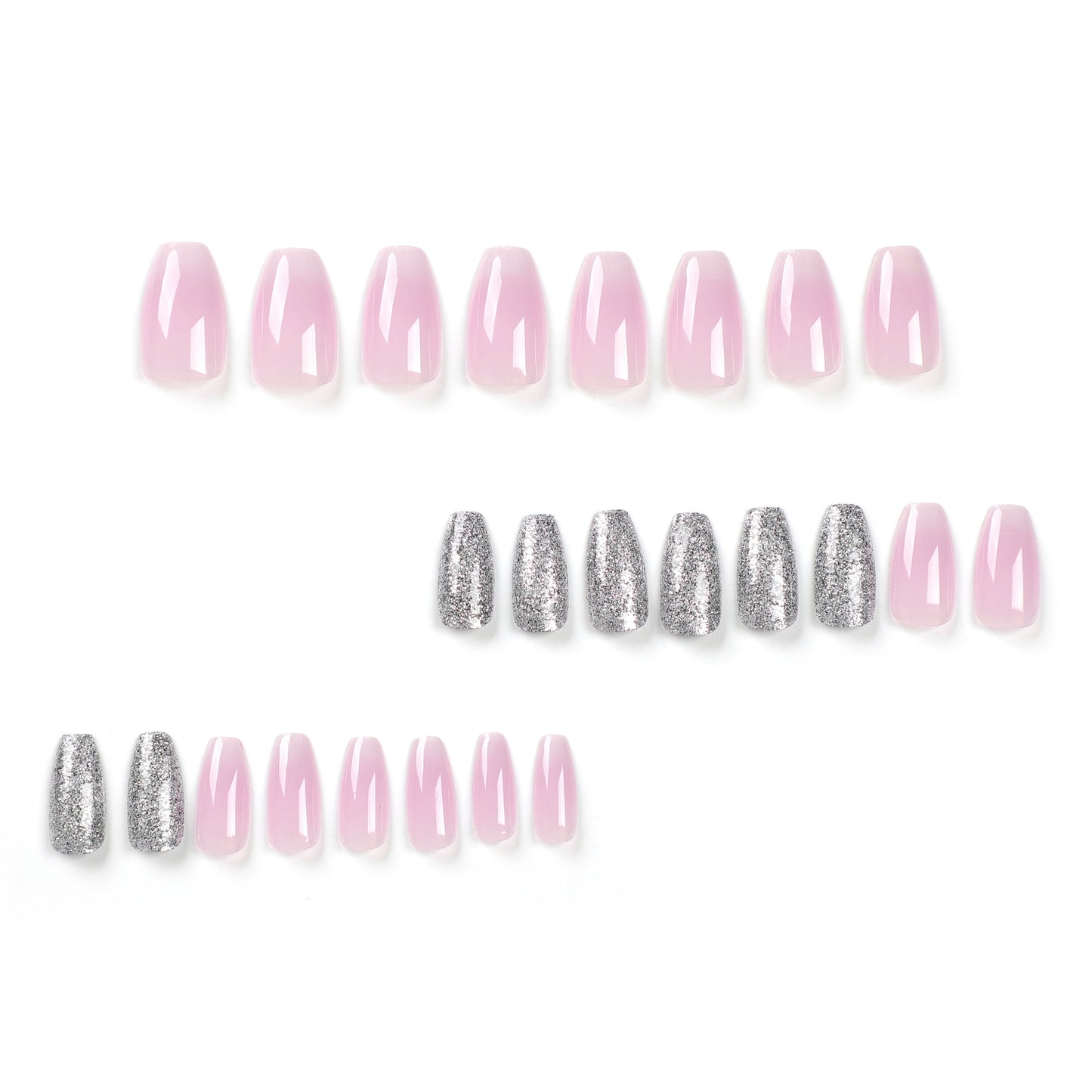 Short Ballet French press on Nail Art Fake Nail Slices - 24 pcs & nail tools included