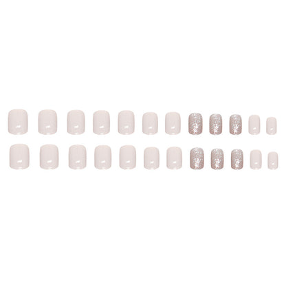 Short style pure desire simple milk white press on nail art sweet minimalist style fake nail finished nail art sheet