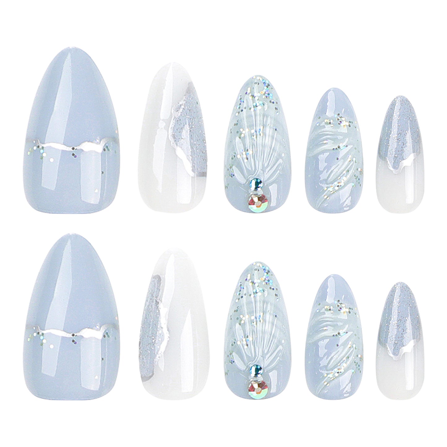 3D dew like Almond nail Summer vibe press on nail