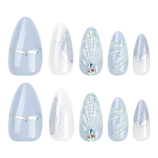 3D dew like Almond nail Summer vibe press on nail