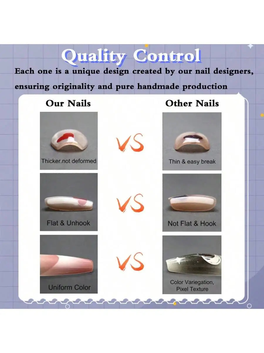 10PCS of handmade press on fake nails, cyberpunk wearable nails, finished nail art, long pointed adhesive fake nails.